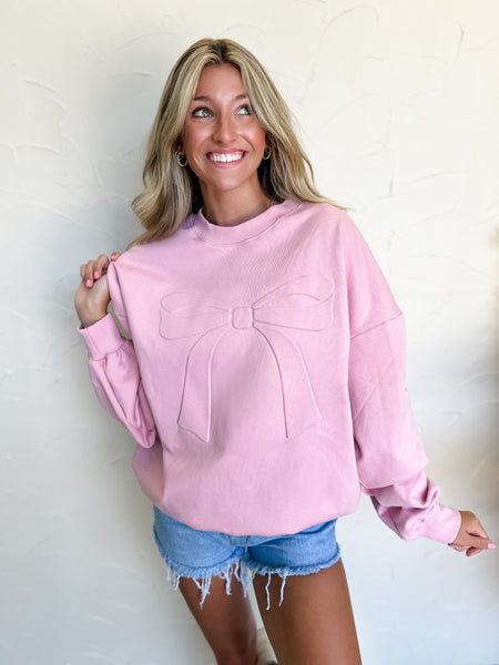 Bow Embossed Sweatshirt