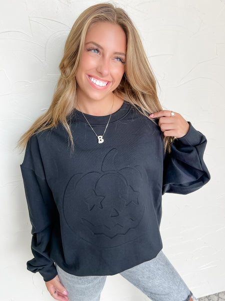 Pumpkin Embossed Sweatshirt