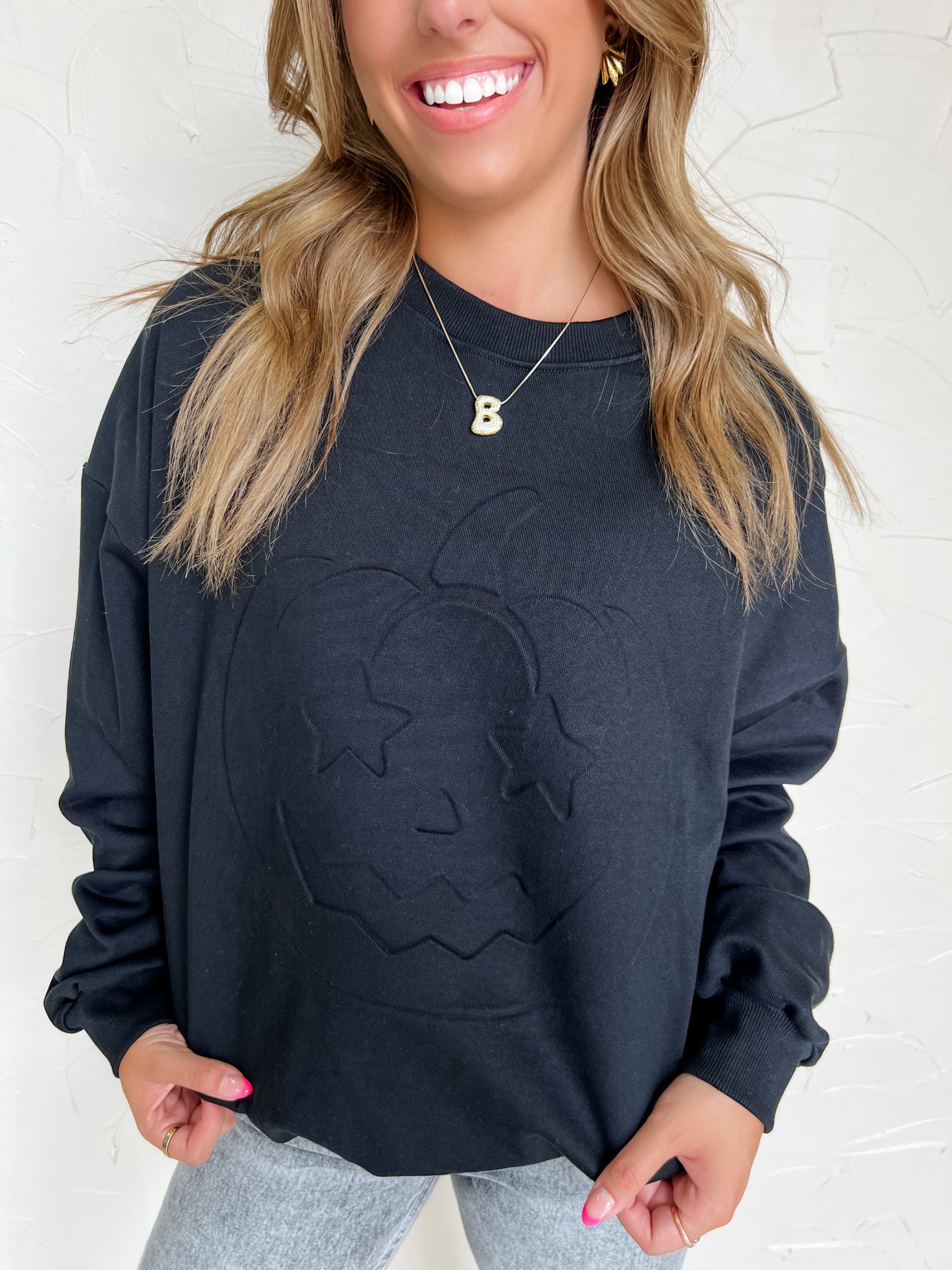 Pumpkin Embossed Sweatshirt