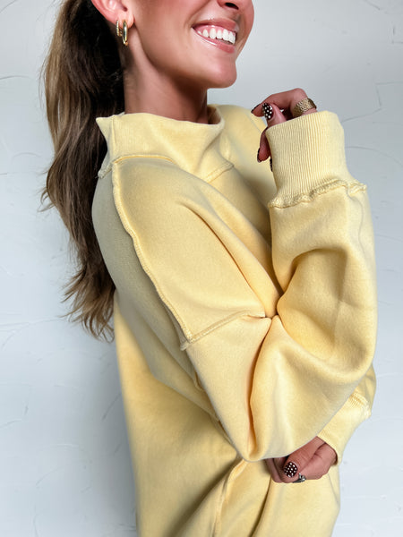 Mock Neck Sweatshirt - Pale Yellow (PREORDER)