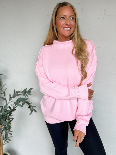 Mock Neck Oversized Sweatshirt Pack of 6 - Pink
