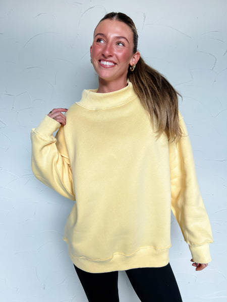 Mock Neck Sweatshirt - Pale Yellow (PREORDER)