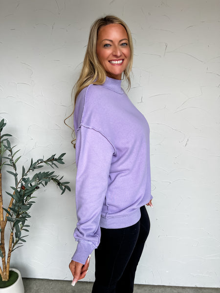 Mock Neck Oversized Sweatshirt Pack of 6 - Lavender
