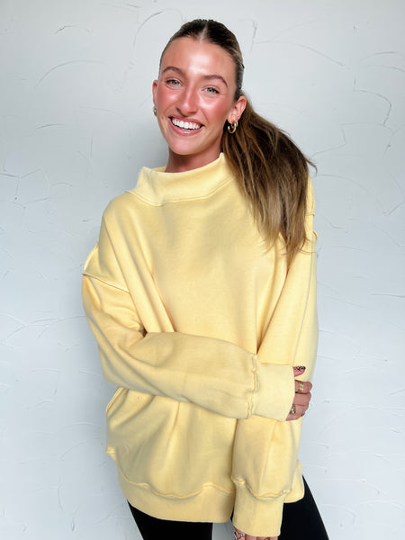 Mock Neck Sweatshirt - Pale Yellow (PREORDER)