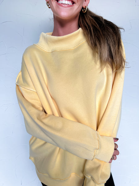 Mock Neck Sweatshirt - Pale Yellow (PREORDER)