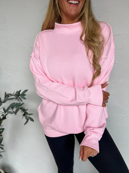 Mock Neck Oversized Sweatshirt Pack of 6 - Pink