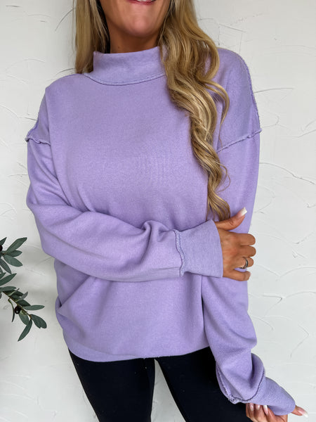 Mock Neck Oversized Sweatshirt Pack of 6 - Lavender