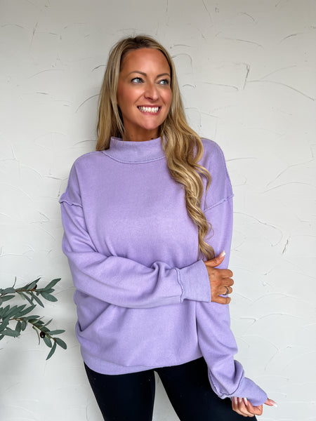 Mock Neck Oversized Sweatshirt Pack of 6 - Lavender